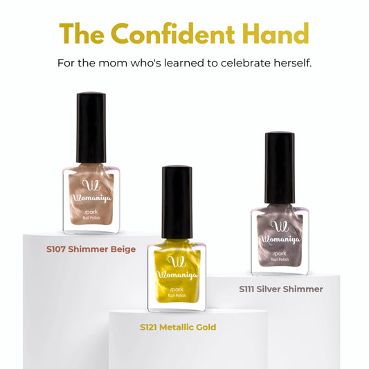 The Confident Hand – Shimmer Nail Polish Combo (Pack of 3)